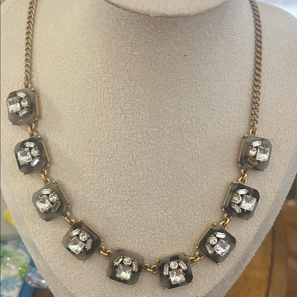 J. Crew Gold and Gray Necklace with 💖 sparkles, NWT